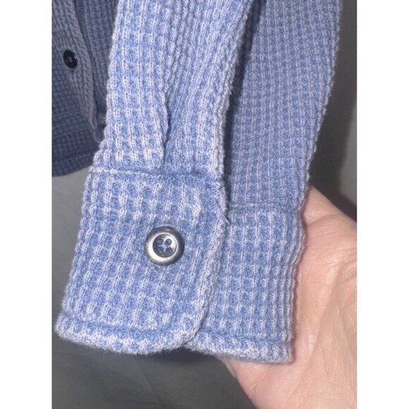 Hippie Rose Women’s Blue Waffle Knit Button Down Long Sleeve Blouse Top Sz S - Picture 3 of 9